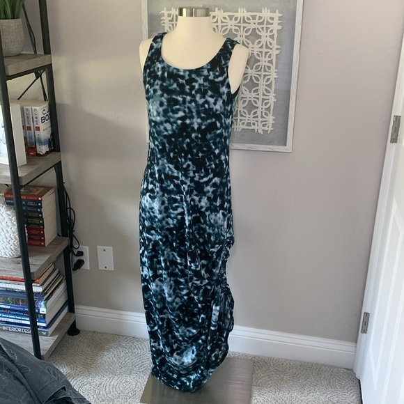 Soma maxi dress with drawstring ruching side blue and black size xs - Picture 1 of 8